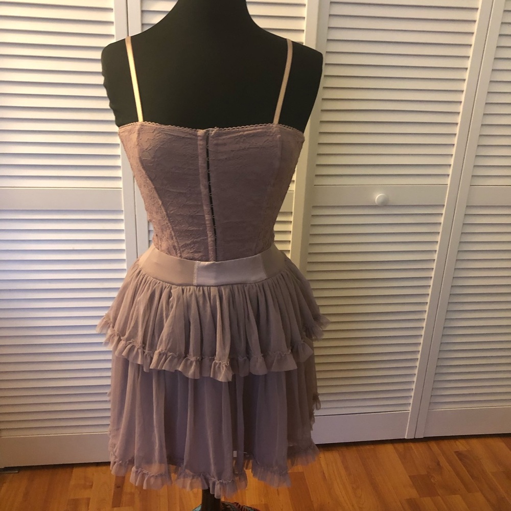 Taupe corset with skirt